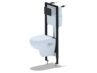 Набор инсталляции 40 см АНИ Пласт WN4143 с унитазом, с сиденьем WS0320, с прямоугольной черной клавишей WP1430