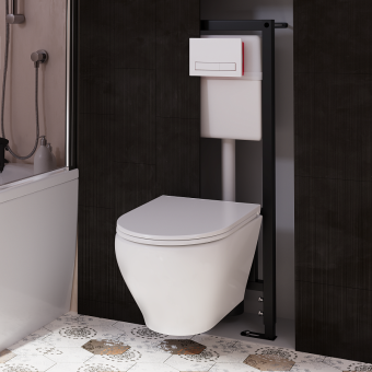 Набор инсталляции 40 см АНИ Пласт WN4 1400 Breeze с безободковым унитазом, с сиденьем микролифт, белый матовый клавишей WP1400