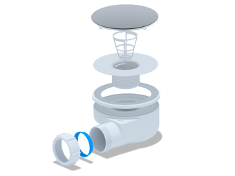 Сифон для душевого поддона АНИ Пласт E350VAL 1 1/2 дюйма 90 мм высота 53 мм вальцовка
