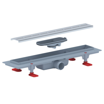 Трап линейный пластиковый АНИ Пласт TLQ1545M DN40 с сухим затвором и матовой решёткой Киль 450х62 мм