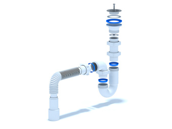 Сифон для мойки АНИ Пласт D0115 1 1/2 дюйма 40 мм прямоточный с гибкой тубой 40х40/50 мм