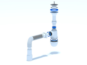 Сифон для мойки АНИ Пласт C0515 1 1/2 дюйма 40 мм с литым выпуском и гибкой трубой 40х40/50 мм