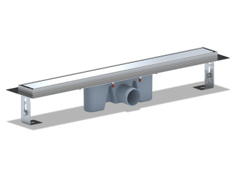 Трап линейный из нержавеющей стали АНИ Пласт TL2165G выпуск 50 мм решётка Штиль глянцевая 650 мм