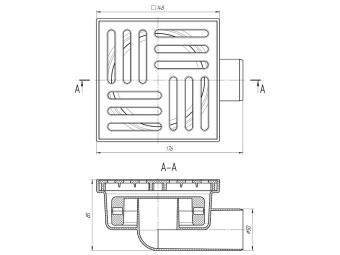 Трап для душа АНИ Пласт TQ5110 DN50 горизонтальный нерегулируемый с сухим затвором и решёткой из пластика 150х150 мм