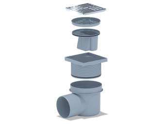 Трап для душа АНИ Пласт TQ1612 DN110 горизонтальный регулируемый с сухим затвором и решёткой из нержавеющей стали 150х150 мм