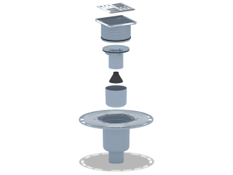 Трап для душа АНИ Пласт THZ5702 DN50 высокий вертикальный регулируемый с комбинированным затвором и решёткой из нержавеющей стали 100х100 мм