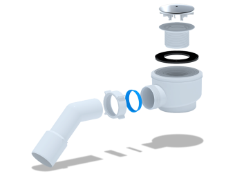 Сифон для душевого поддона АНИ Пласт E411C 1 1/2 дюйма 50 мм с переходной трубой 45° 40/50 мм хром