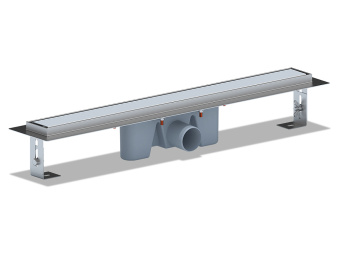 Трап линейный из нержавеющей стали АНИ Пласт TL2165M выпуск 50 мм решётка Штиль матовая 650 мм