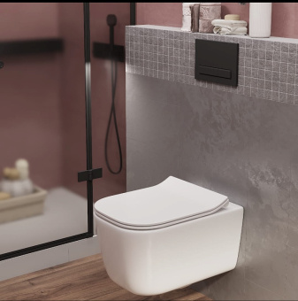 Клавиша смыва АНИ Пласт WP1433 для системы скрытой установки унитаза матовая черная прямоугольная (старый артикул WP1430)