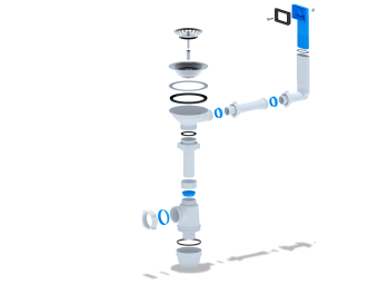 Сифон для мойки АНИ Пласт C0145 3 1/2 дюйма 40 мм с жестким переливом