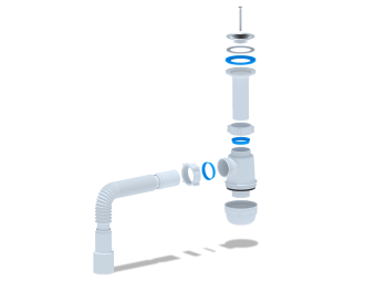 Сифон для мойки АНИ Пласт Грот A0515 1 1/2 дюйма 40 мм с гибкой трубой 40х40/50 мм