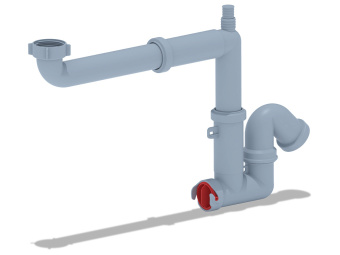 Cифон для мойки АНИ Пласт F серия F5320 1 1/2 дюйма 40 мм смещенный с отводом для стиральной машины без выпуска