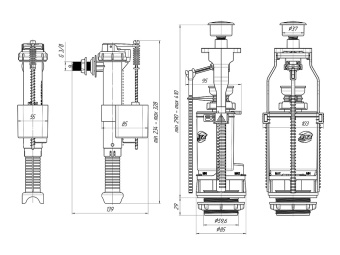 Набор с боковой подводкой АНИ Пласт WC8030C 3/8 дюйма с пластиковым штуцером кнопка хром