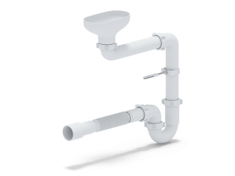 Сифон АНИ Пласт DR5015 1 1/2 дюйма 40 мм смещенный с разрывом струи с гибкой трубой 40х40/50 мм