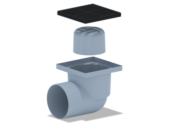 Трап для душа АНИ Пласт TA1116 горизонтальный нерегулируемый с выпуском 110 мм и чугунной решеткой 150х150 мм