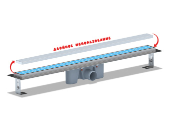 Трап линейный из нержавеющей стали АНИ Пласт TL2085 выпуск 50 мм под плитку 850 мм