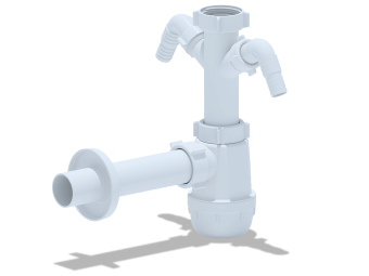 Сифон для мойки АНИ Грот A1120 без выпуска с двумя отводами для стиральной машины 1 1/2 дюйма 40 мм