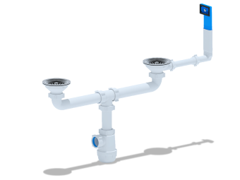 Сифон для мойки АНИ Пласт Грот A3045 3 1/2 дюйма 40 мм двойной с жестким переливом