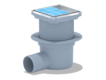 Трап для душа АНИ Пласт TQ5802 DN50 горизонтальный регулируемый с сухим затвором и решёткой из нержавеющей стали 100х100 мм под плитку