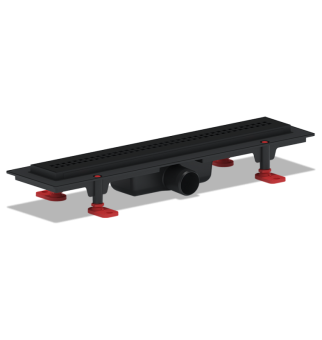 Трап линейный пластиковый АНИ Пласт TL1245BL выпуск 40 мм решётка Риф чёрная нержавеющая сталь 450 мм