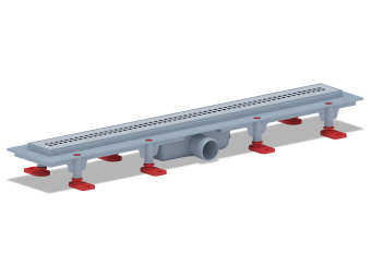 Трап линейный пластиковый АНИ Пласт TL1265M выпуск 40 мм решётка Риф матовая нержавеющая сталь 650 мм