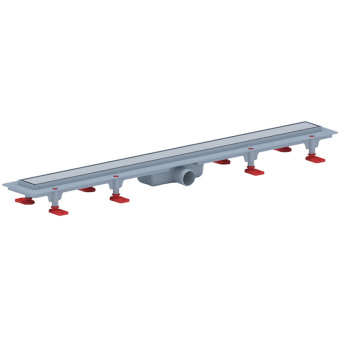 Трап линейный пластиковый АНИ Пласт TLQ1185M DN40 с сухим затвором и матовой решёткой Штиль 850х62 мм