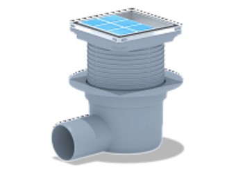 Трап горизонтальный регулируемый АНИ Пласт TA5802 выпуск 50 мм с решеткой из нержавеющей стали 100х100 мм под плитку