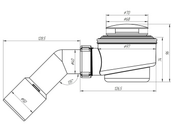 Сифон для душевого поддона АНИ Пласт E411CLG 1 1/2 дюйма 50 мм клик-клак гриб с переходной трубой 45 градусов 40х50 мм