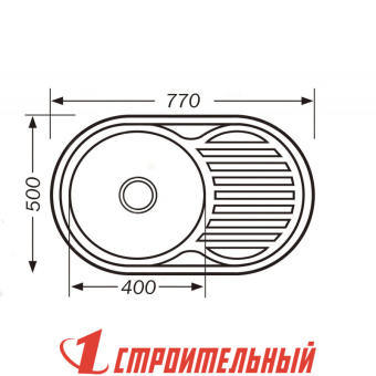 Мойка нерж. врезн. 77x50 овал универс. (201) полир.0,6мм,3,5"