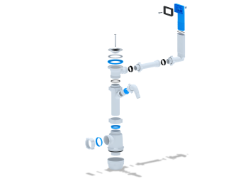 Сифон для мойки АНИ Пласт Грот A1040 1 1/2 дюйма 40 мм с отводом для стиральной машины и жестким переливом
