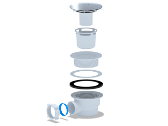 Сифон для душевого поддона АНИ Пласт E320C 1 1/2 дюйма 90 мм высота 65 мм хром