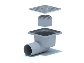 Трап для душа АНИ Пласт TA5102 горизонтальный нерегулируемый с выпуском 50 мм и решеткой из нержавеющей стали 100х100 мм