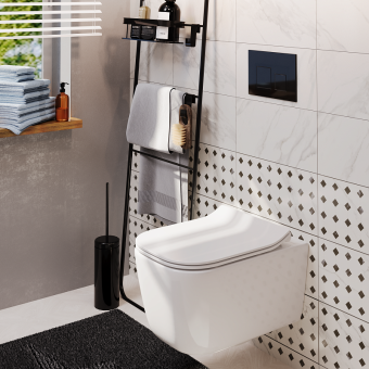 Клавиша смыва для скрытой инсталляции унитаза, АНИ Пласт, квадратная, черный глянцевый, WPG1633G