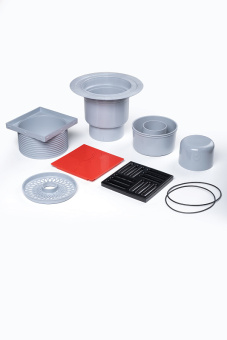 Трап для душа АНИ Пласт TA1716 вертикальный регулируемый с выпуском 110 мм и чугунной решеткой 150х150 мм