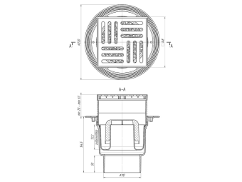 Трап для душа АНИ Пласт TA1710 вертикальный регулируемый с выпуском 110 мм и пластиковой решеткой 150х150 мм