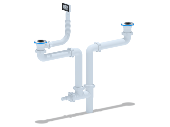 Набор АНИ Пласт L1005 для двойного универсального разноуровнего сифона 1 1/2 дюйма 40 мм с переливом