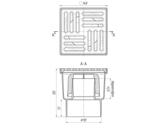 Трап для душа АНИ Пласт TA1216 вертикальный нерегулируемый с выпуском 110 мм и чугунной решеткой 150х150 мм