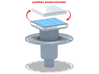 Трап для душа АНИ Пласт THQ5912 DN50 вертикальный регулируемый с сухим затвором и решёткой из нержавеющей стали 150х150 мм