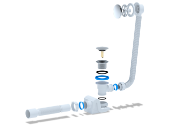 Сифон для ванны АНИ Пласт Бриг EC655G 1 1/2 дюйма 40 мм клик-клак гриб с переливом и гибкой трубой 40х50 мм