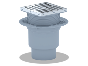 Трап для душа АНИ Пласт TQ1712 DN110 вертикальный регулируемый с сухим затвором и решёткой из нержавеющей стали 150х150 мм