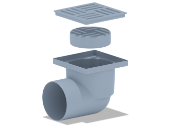 Трап для душа АНИ Пласт TQ1110 DN110 горизонтальный нерегулируемый с сухим затвором и решёткой из пластика 150х150 мм