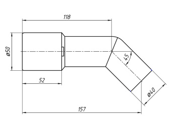 Переходная трубка АНИ Пласт M445 45 градусов 40х50 мм