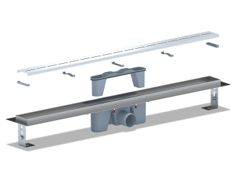 Трап линейный из нержавеющей стали АНИ Пласт TL2585G выпуск 50 мм решётка Киль глянцевая 850 мм