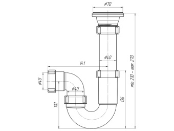 Сифон для мойки АНИ Пласт D0100 1 1/2 дюйма 40 мм прямоточный