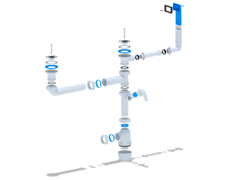 Сифон для мойки АНИ Пласт Грот A7200 1 1/2 дюйма 40 мм двойной смещенный с переливом и отводом для стиральной машины