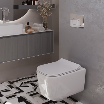 Клавиша смыва для скрытой инсталляции унитаза, АНИ Пласт, квадратная, хром глянцевый, WPG1611G