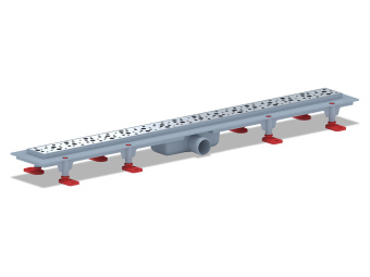 Трап линейный пластиковый АНИ Пласт TL1385G выпуск 40 мм решётка Бриз глянцевая нержавеющая сталь 850 мм