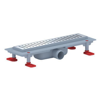 Трап линейный пластиковый АНИ Пласт TLQ1435G DN40 с сухим затвором и глянцевой решёткой Бимс 350х62 мм