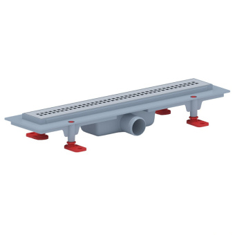 Трап линейный пластиковый АНИ Пласт TLQ1245M DN40 с сухим затвором и матовой решёткой Риф 450х62 мм