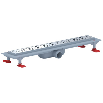 Трап линейный пластиковый АНИ Пласт TLQ1355G DN40 с сухим затвором и глянцевой решёткой Бриз 550х62 мм